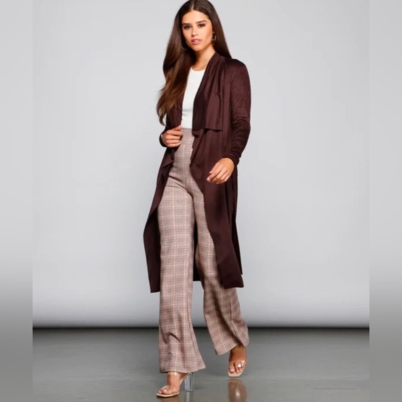 Faux Suede wrap cardigan - Picture 3 of 9